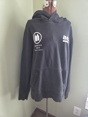 American Eagle Mens Medium Black Logo Hoodie